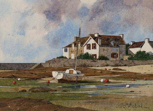 «Lesconil n°3» aquarelle © Olivier Violin